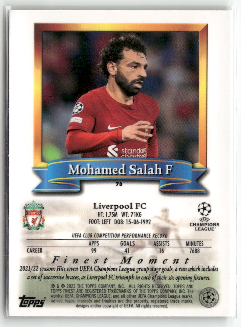 2022-23 Topps Finest Flashbacks UEFA Club Competitions #78 Mohamed Salah