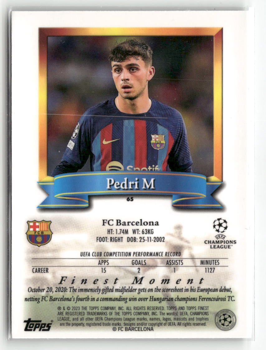 2022-23 Topps Finest Flashbacks UEFA Club Competitions #65 Pedri