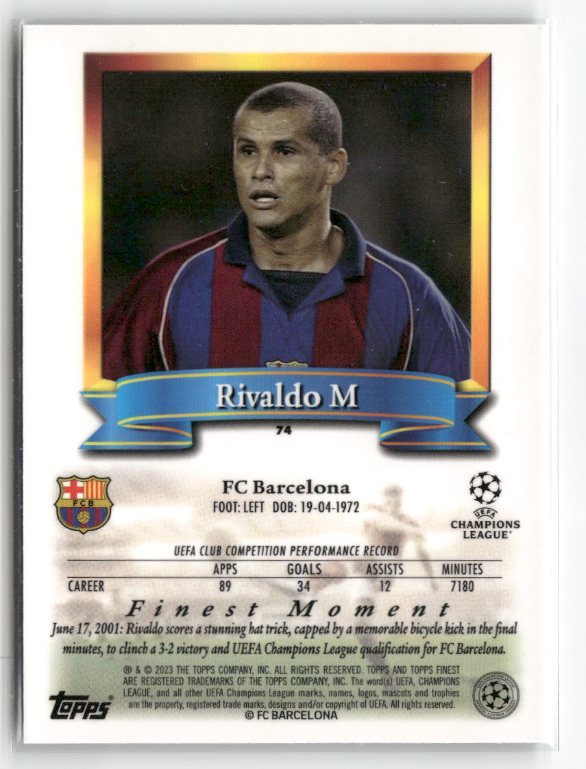 2022-23 Topps Finest Flashbacks UEFA Club Competitions #74 Rivaldo