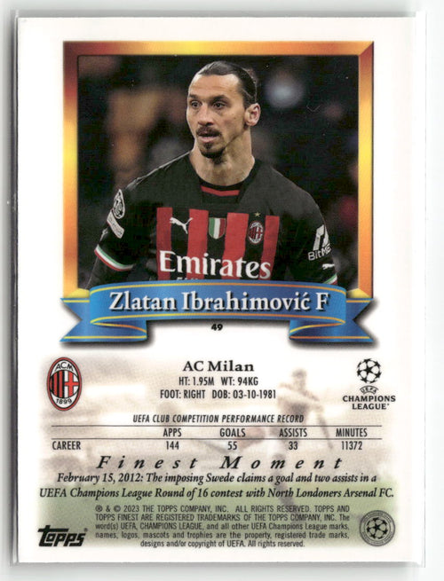 2022-23 Topps Finest Flashbacks UEFA Club Competitions #49 Zlatan Ibrahimović