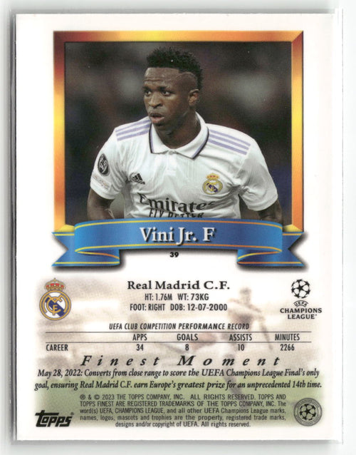 2022-23 Topps Finest Flashbacks UEFA Club Competitions #39 Vini Jr.