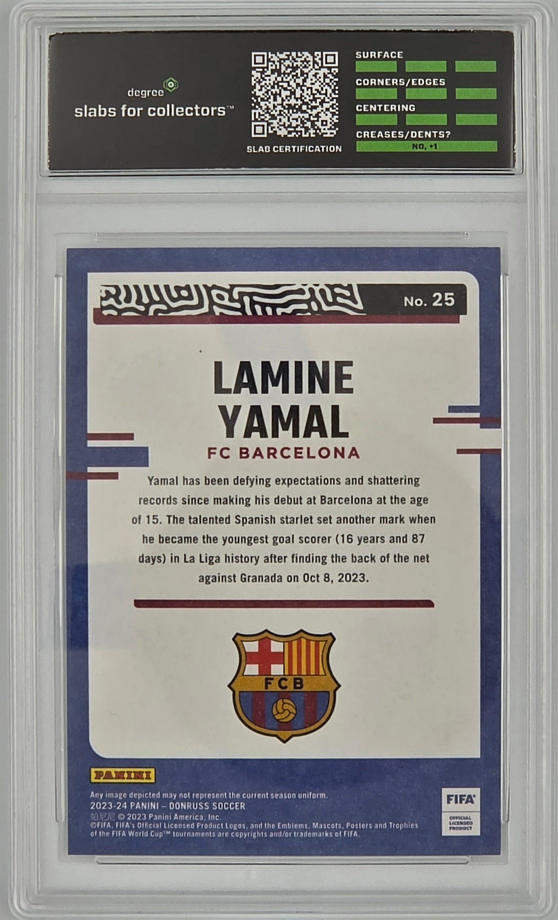 2023-24 Donruss #25 Lamine Yamal The Rookies Degree 10 GEM Mint