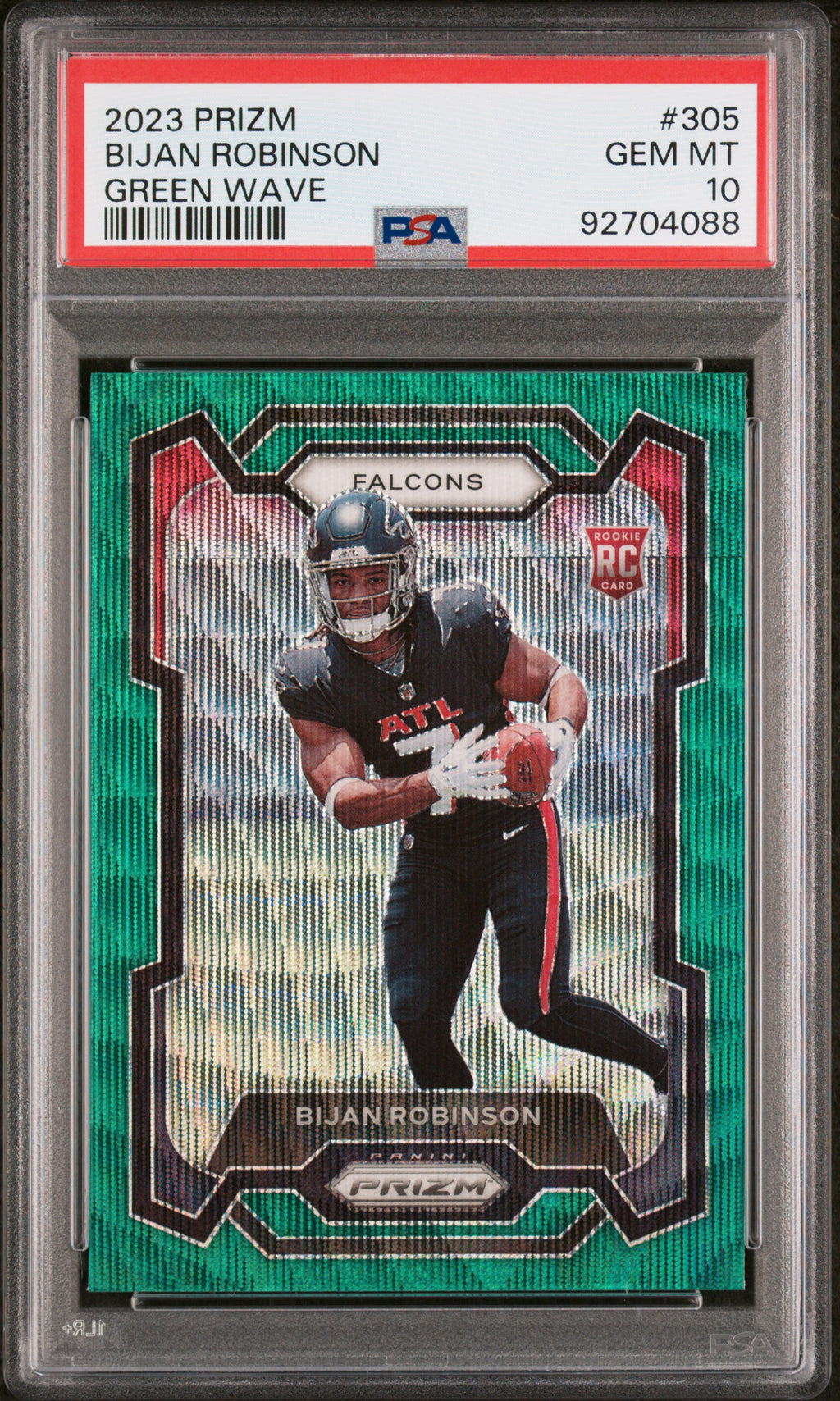 2023 Panini Prizm #305 Bijan Robinson Green Wave PSA 10