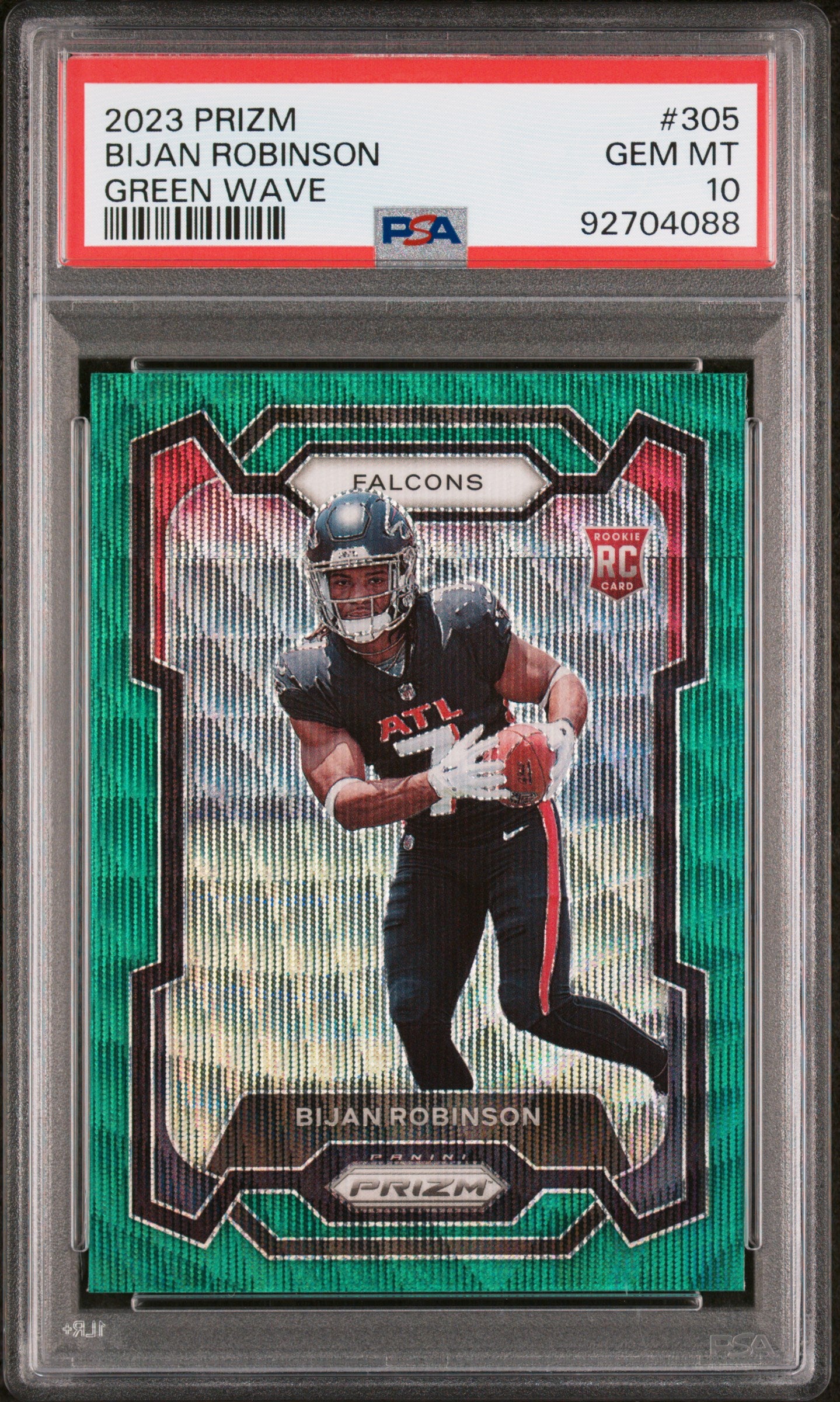 2023 Panini Prizm #305 Bijan Robinson Green Wave PSA 10