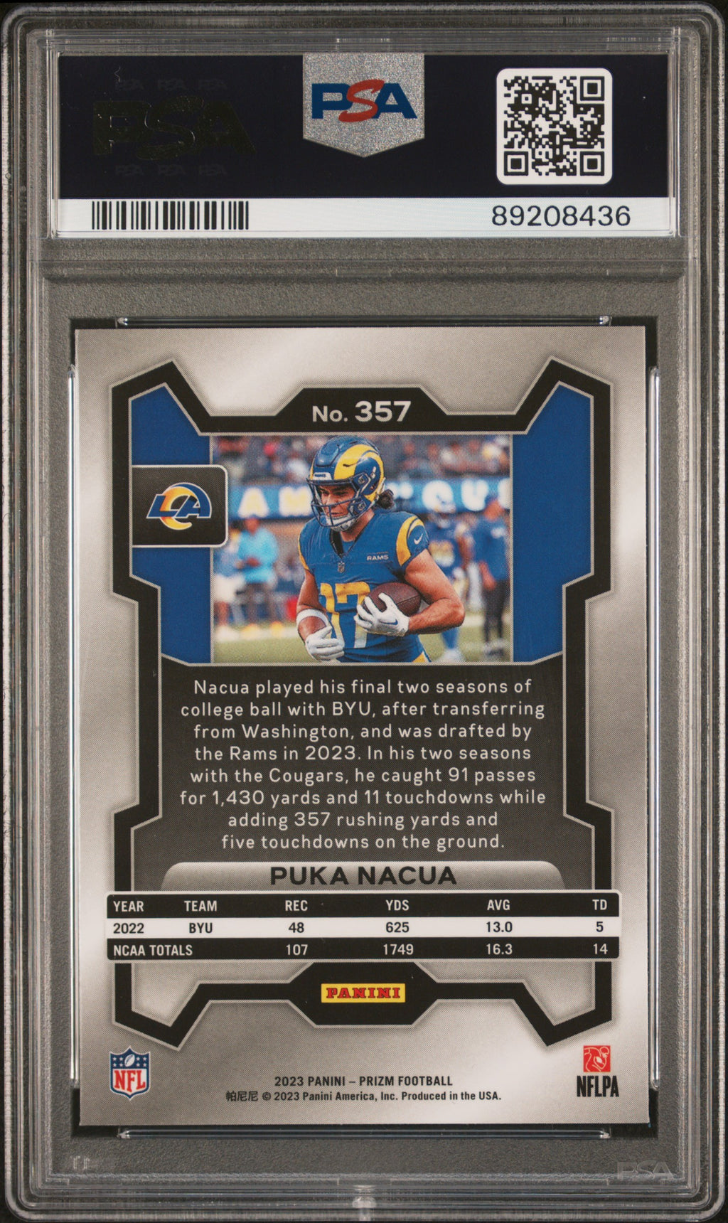 2023 Panini Prizm #357 Puka Nacua PSA 10