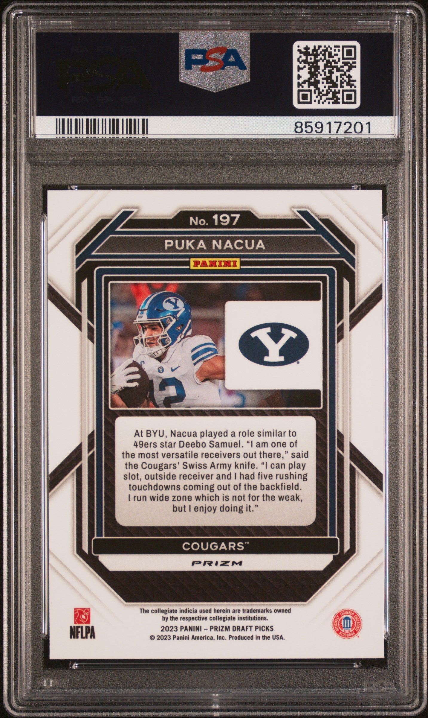2023 Panini Prizm Draft Picks #197 Puka Nacua Prizms Gold Ice PSA 10
