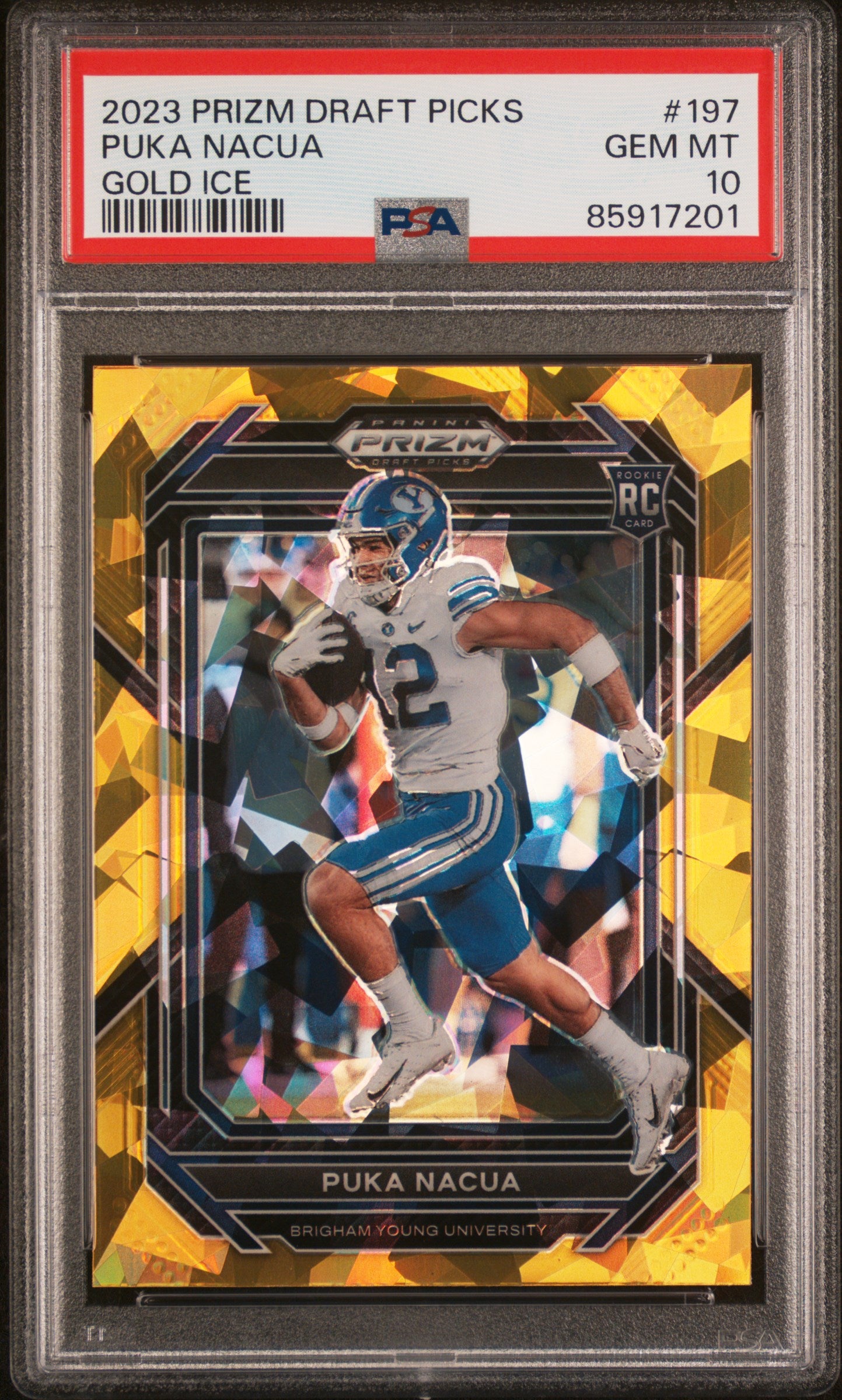 2023 Panini Prizm Draft Picks #197 Puka Nacua Prizms Gold Ice PSA 10