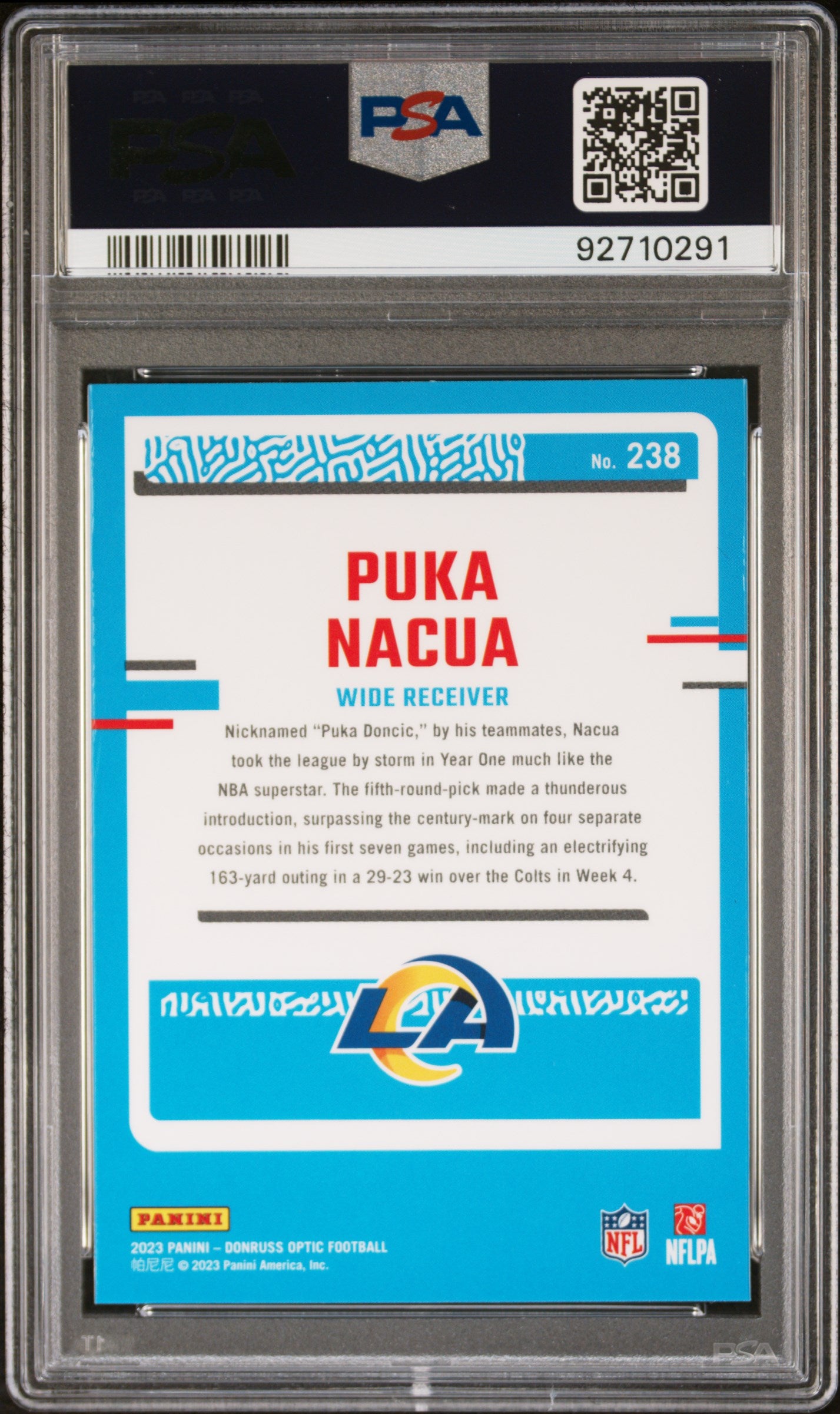 2023 Donruss Optic #238 Puka Nacua PSA 10