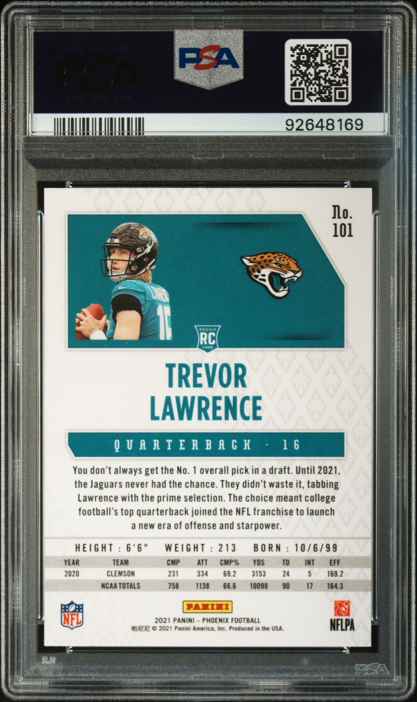 2021 Panini Phoenix #101 Trevor Lawrence Fire Burst PSA 9