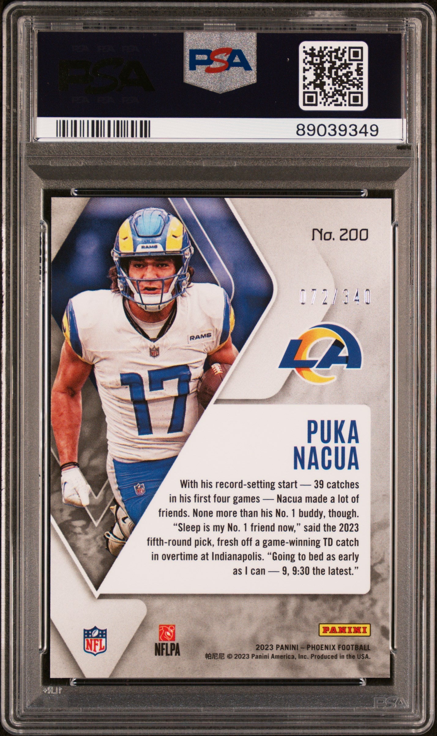 2023 Panini Phoenix #200 Puka Nacua Fire Burst PSA 10 #/340