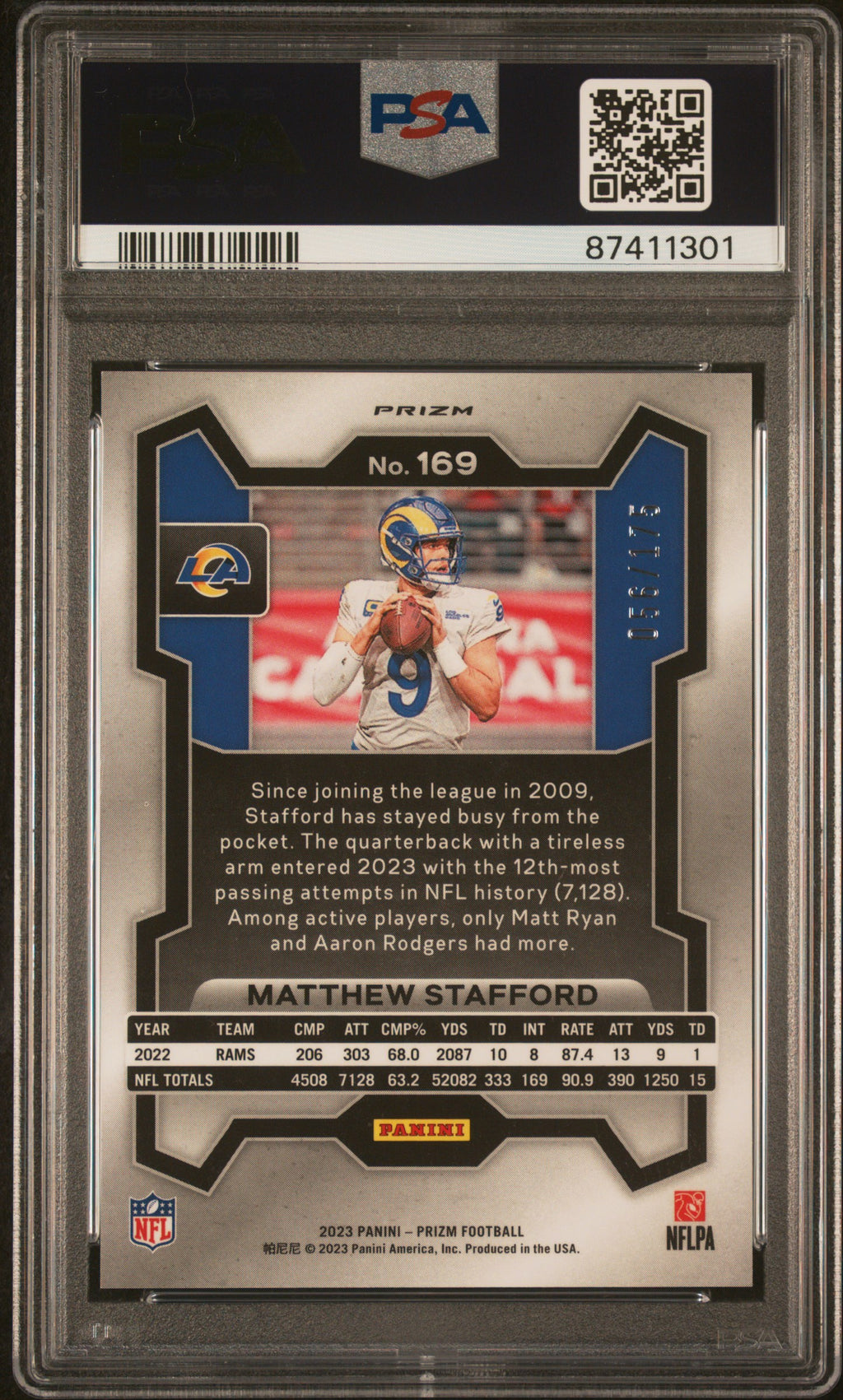 2023 Panini Prizm #169 Matthew Stafford Hyper PSA 9 #/175
