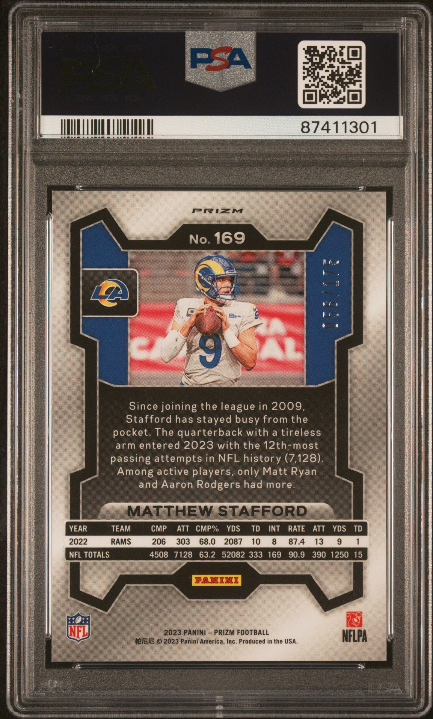 2023 Panini Prizm #169 Matthew Stafford Hyper PSA 9 #/175