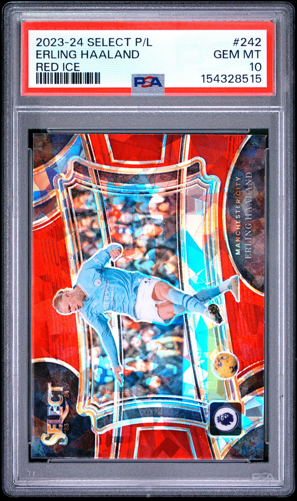 2023-24 Panini Select Premier League #242 Erling Haaland Red Ice PSA 10