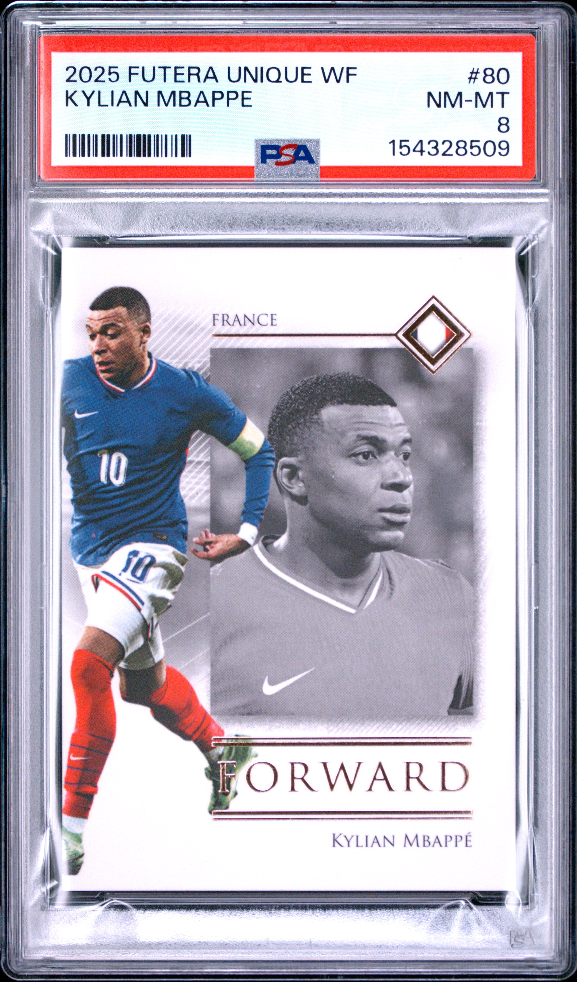 2025 Futera Unique World Football Edition 21 #80 Kylian Mbappé PSA 8