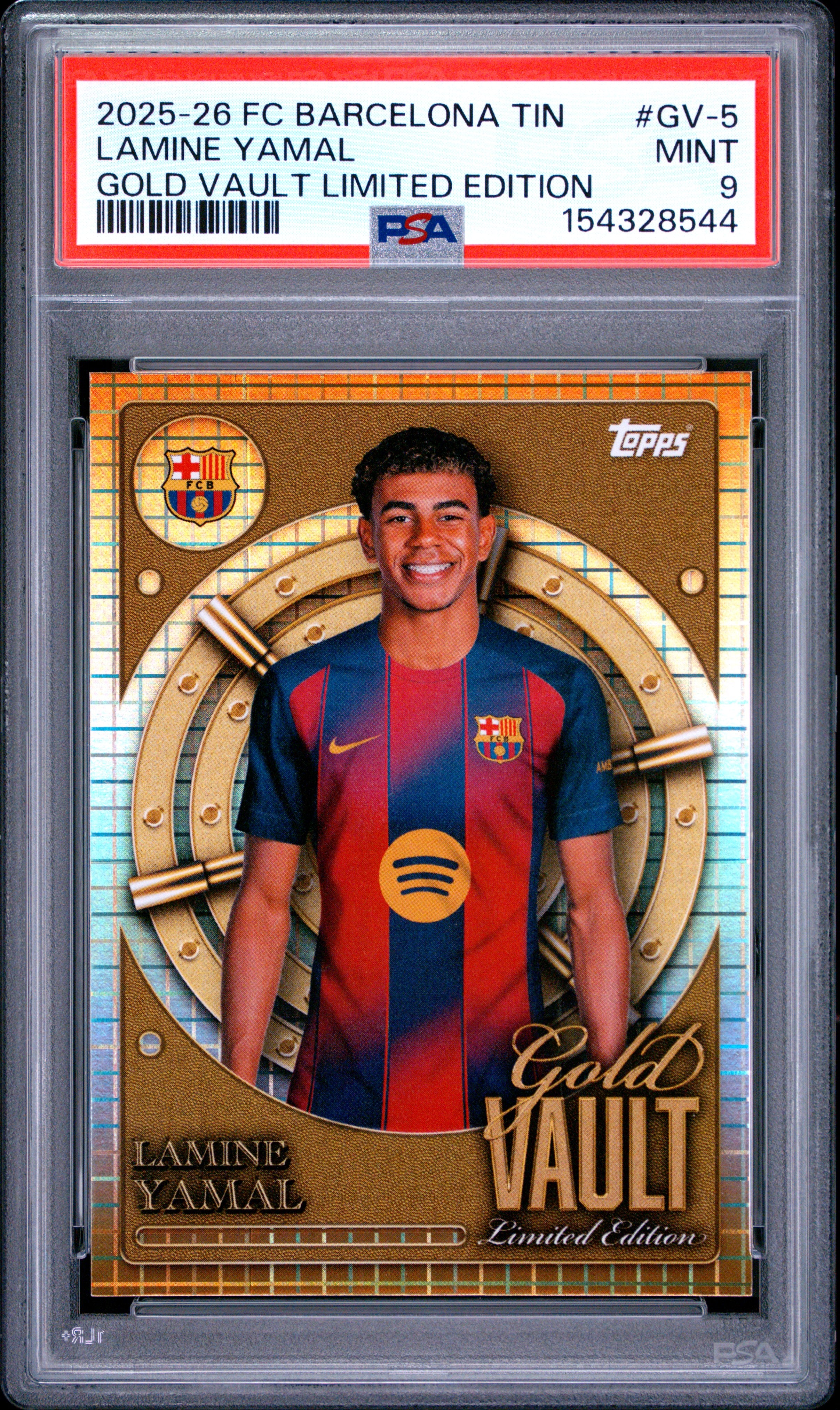 2025-2026 Topps Fc Barcelona  Gold Limited Edition #GV-5 Lamine Yamal PSA 9