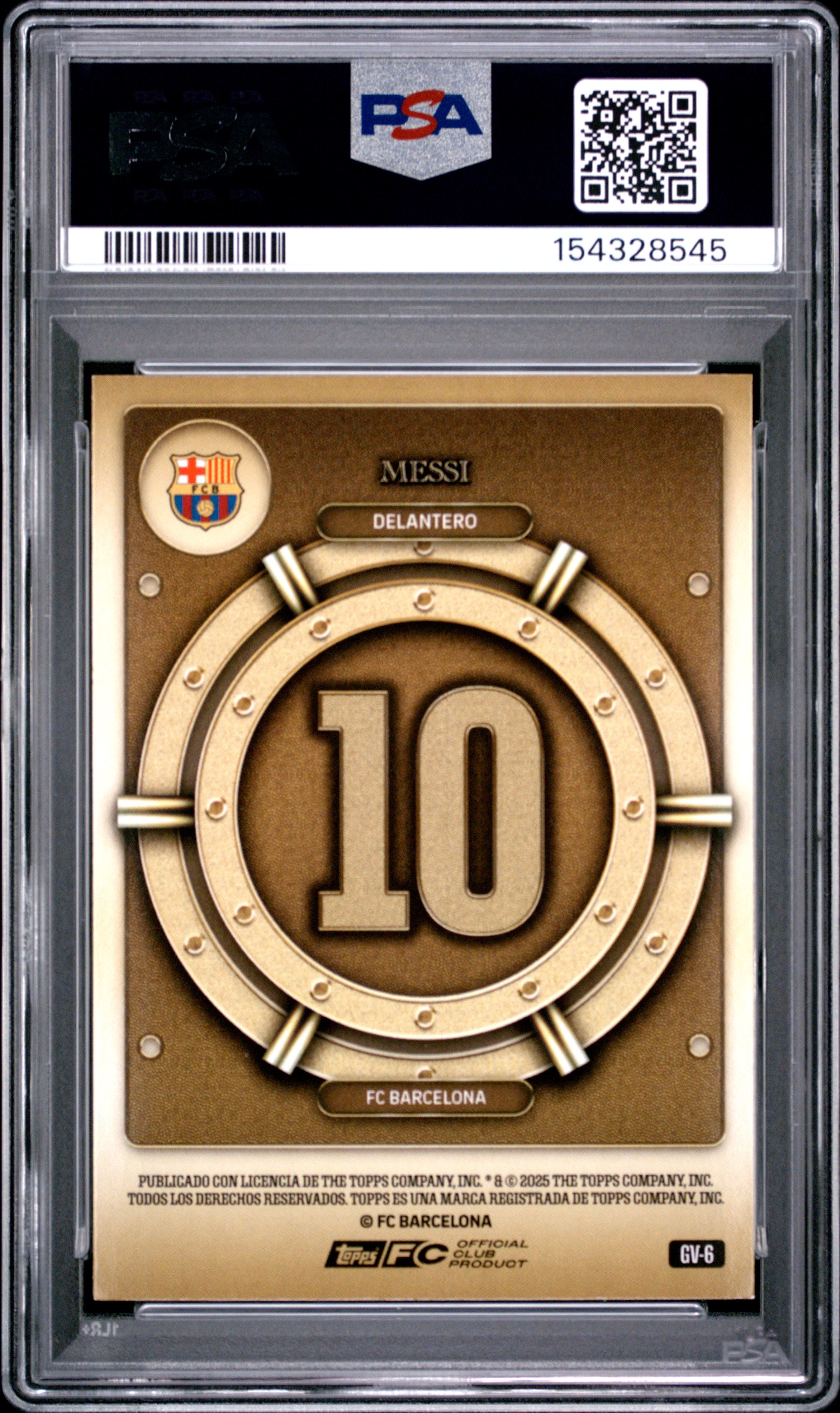 2025-26 Topps FC Barcelona #GV-6 Lionel Messi Gold Limited Edition PSA 8