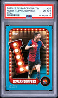 2025-26 Topps FC Barcelona Collector Tin #26 Robert Lewandowski Aqua PSA 8 #/275