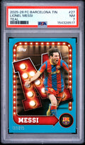 2025-26 Topps FC Barcelona Collector Tin #27 Lionel Messi Aqua PSA 7 #/275