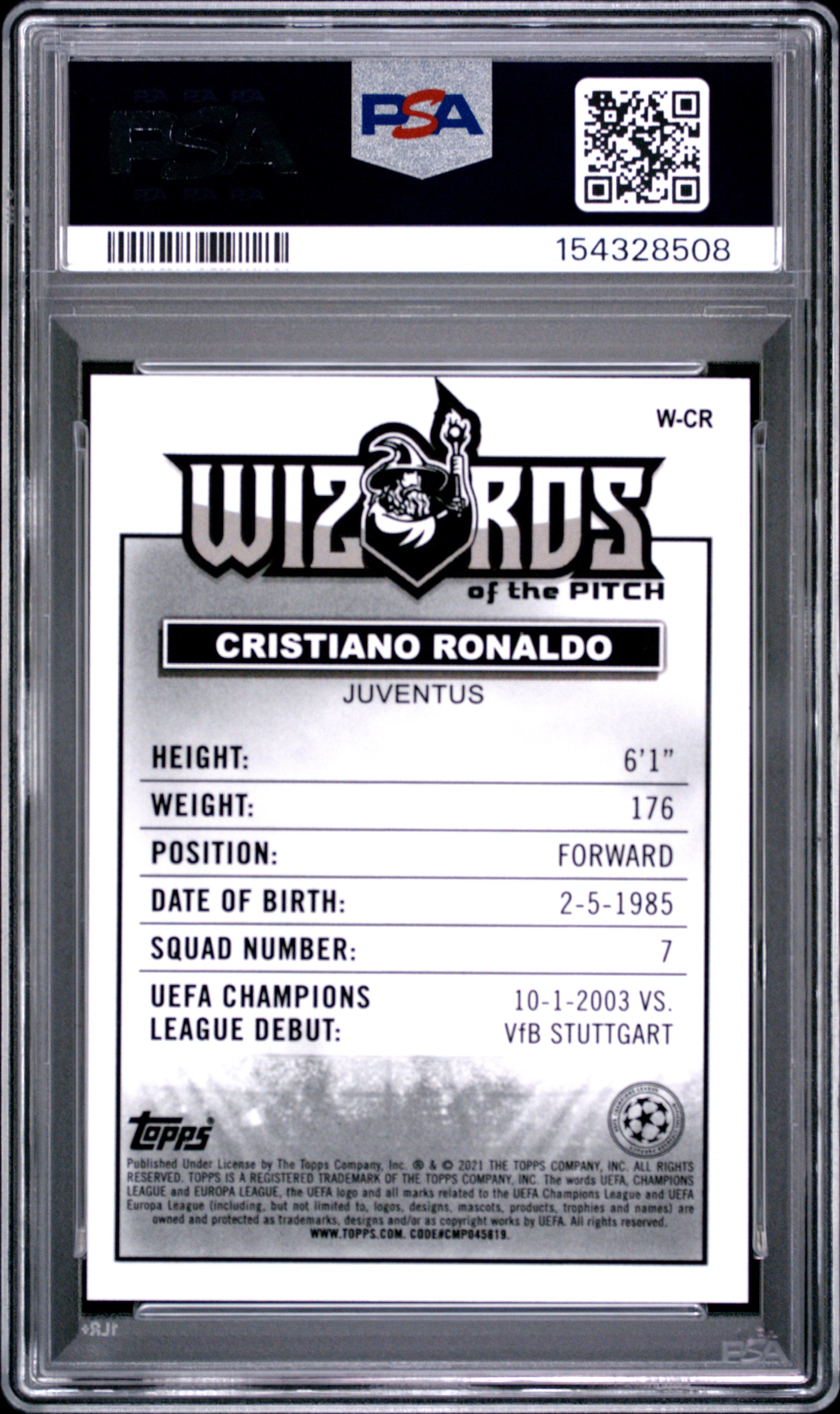 2020-21 Merlin UCL #W-CR Cristiano Ronaldo Wizards of the Pitch PSA 8