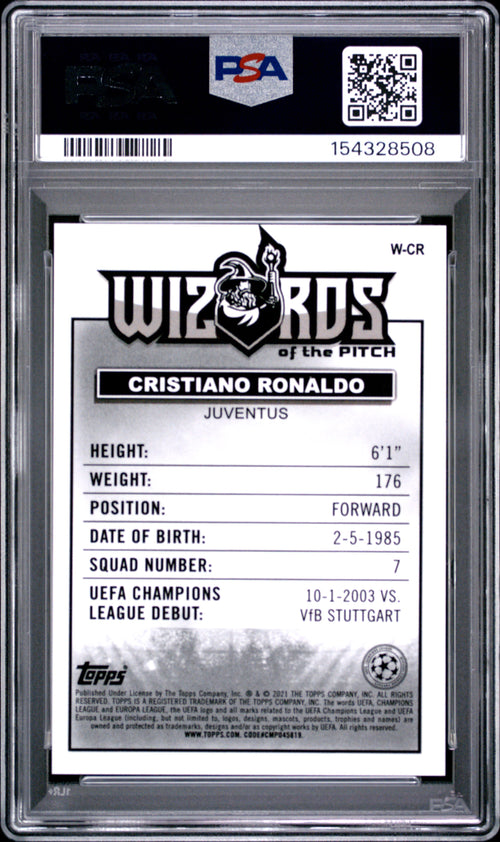 2020-21 Merlin UCL #W-CR Cristiano Ronaldo Wizards of the Pitch PSA 8