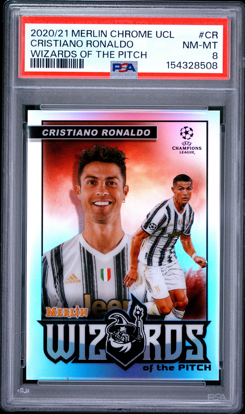 2020-21 Merlin UCL #W-CR Cristiano Ronaldo Wizards of the Pitch PSA 8