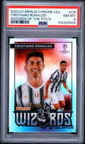 2020-21 Merlin UCL #W-CR Cristiano Ronaldo Wizards of the Pitch PSA 8
