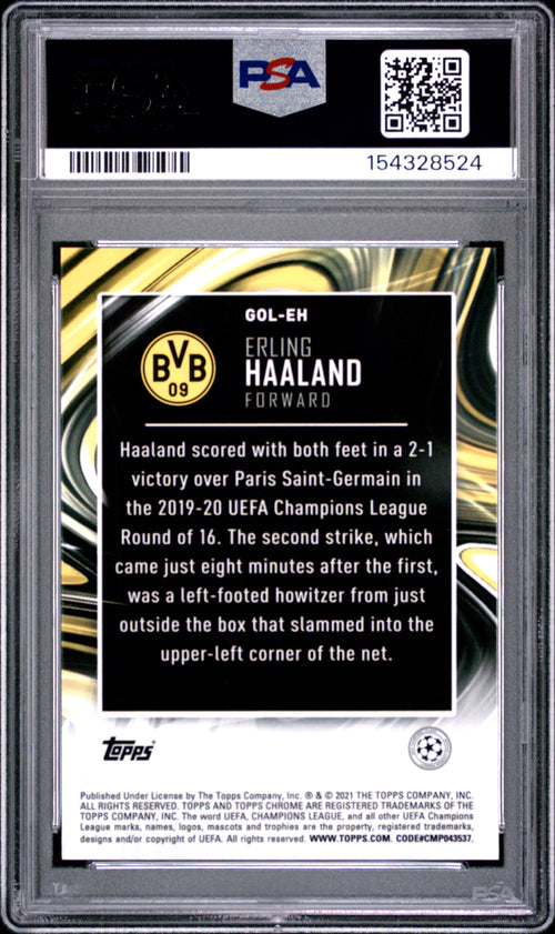 2020-21 Topps Chrome UEFA Champions League #GOL-EH Erling Haaland Golazo PSA 9