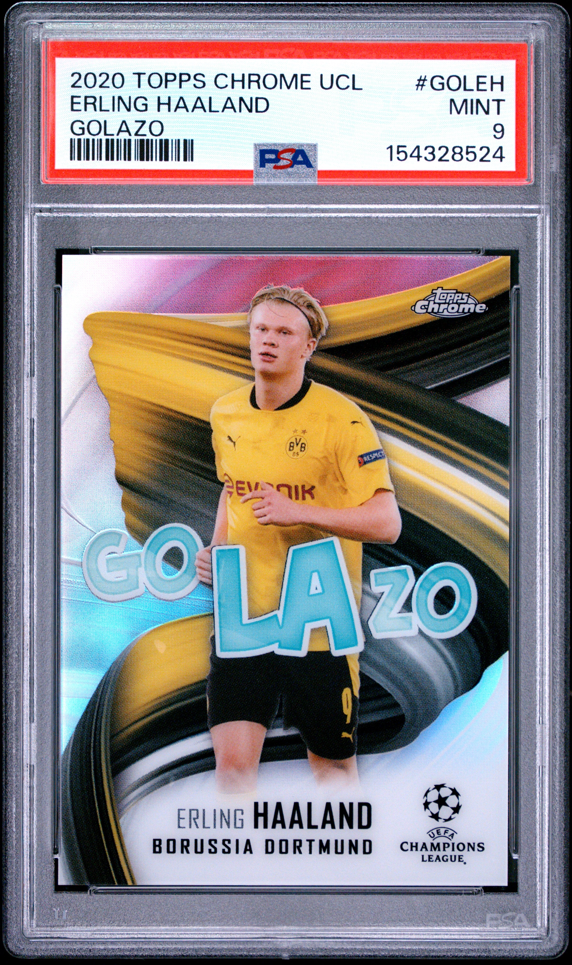 2020-21 Topps Chrome UEFA Champions League #GOL-EH Erling Haaland Golazo PSA 9