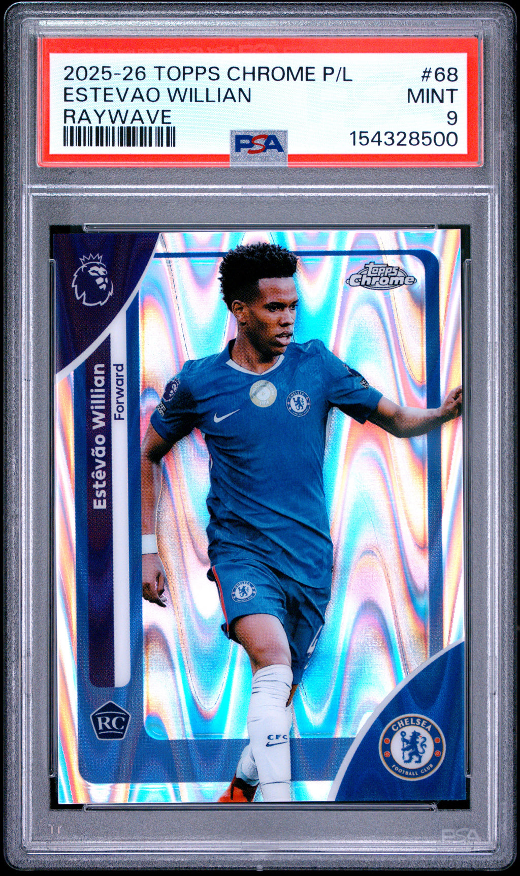 2025-26 Topps Chrome Premier League #68 Estêvão Willian RayWave Ref PSA 9