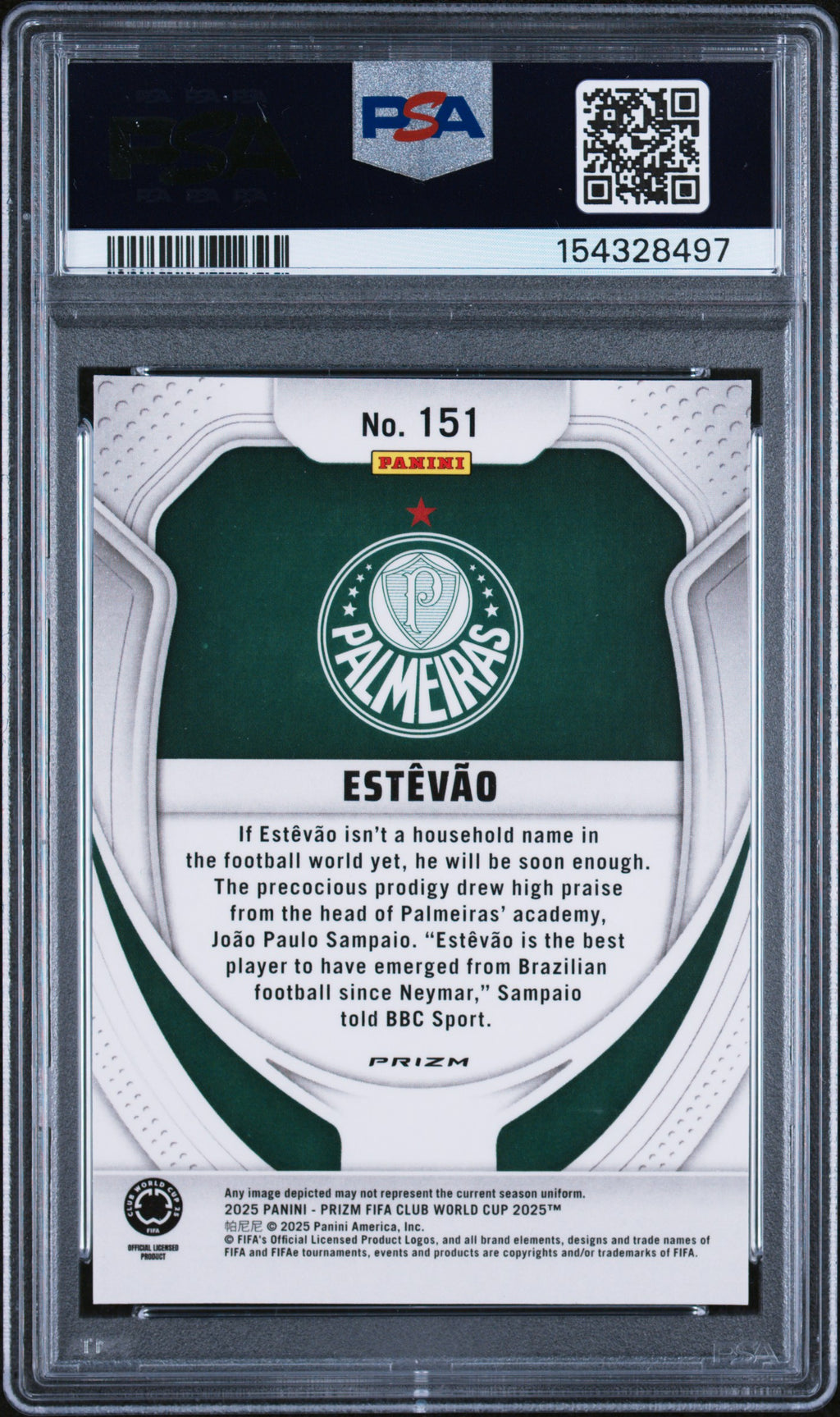 2025 Panini Prizm FIFA Club World Cup #151 Estevao Hyper Prizms PSA 9