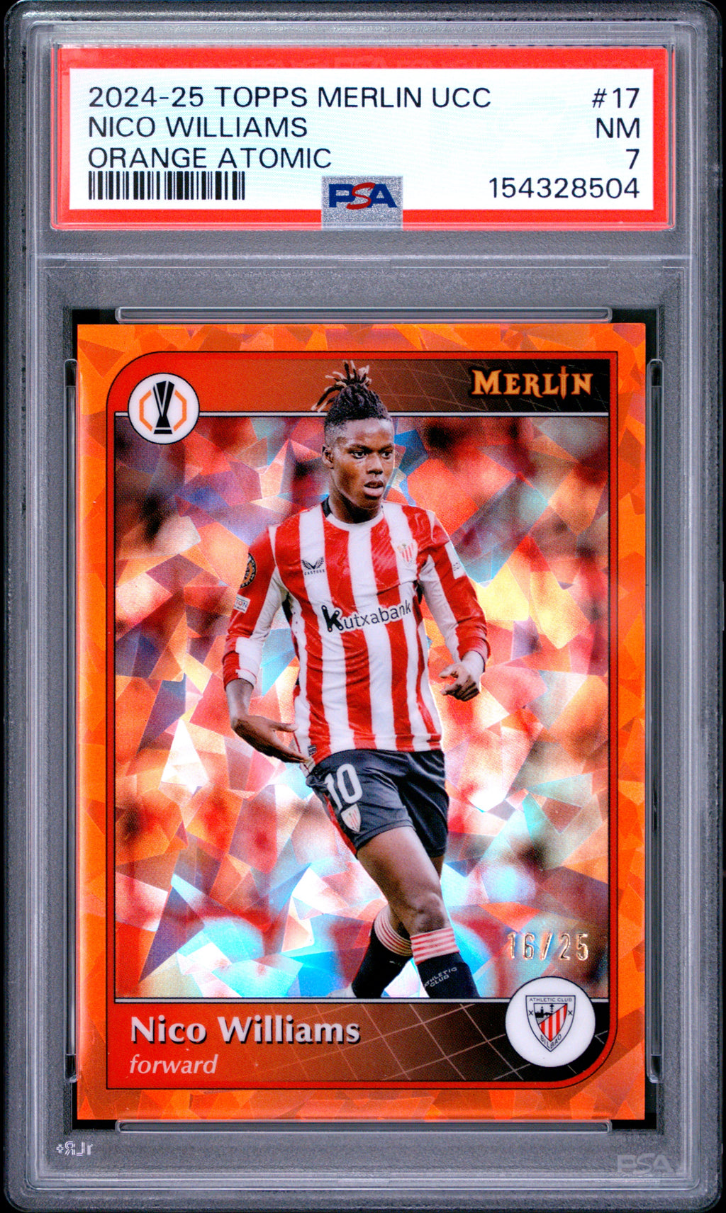 2024-25 Merlin UEFA Club Competitions #17 Nico Williams Orange Atomic PSA 7 #/25