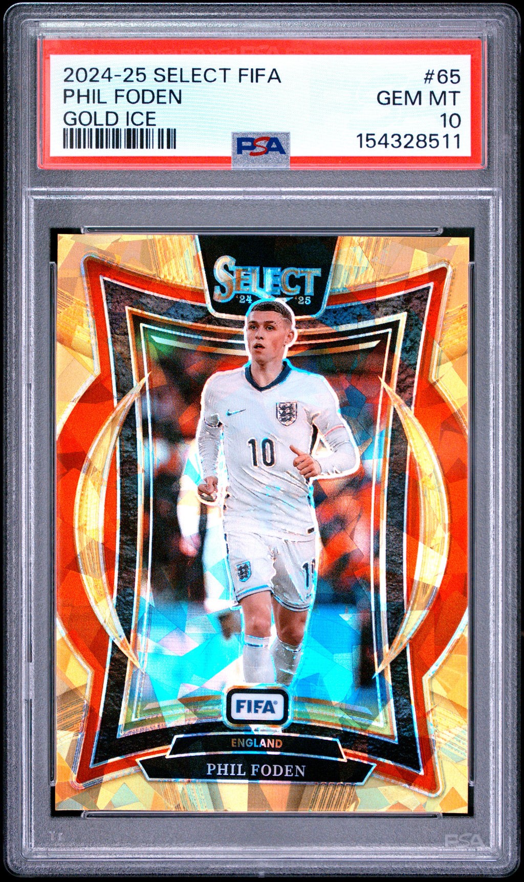 2024-25 Panini Select FIFA #65 Phil Foden Gold Ice PSA 10 #/10