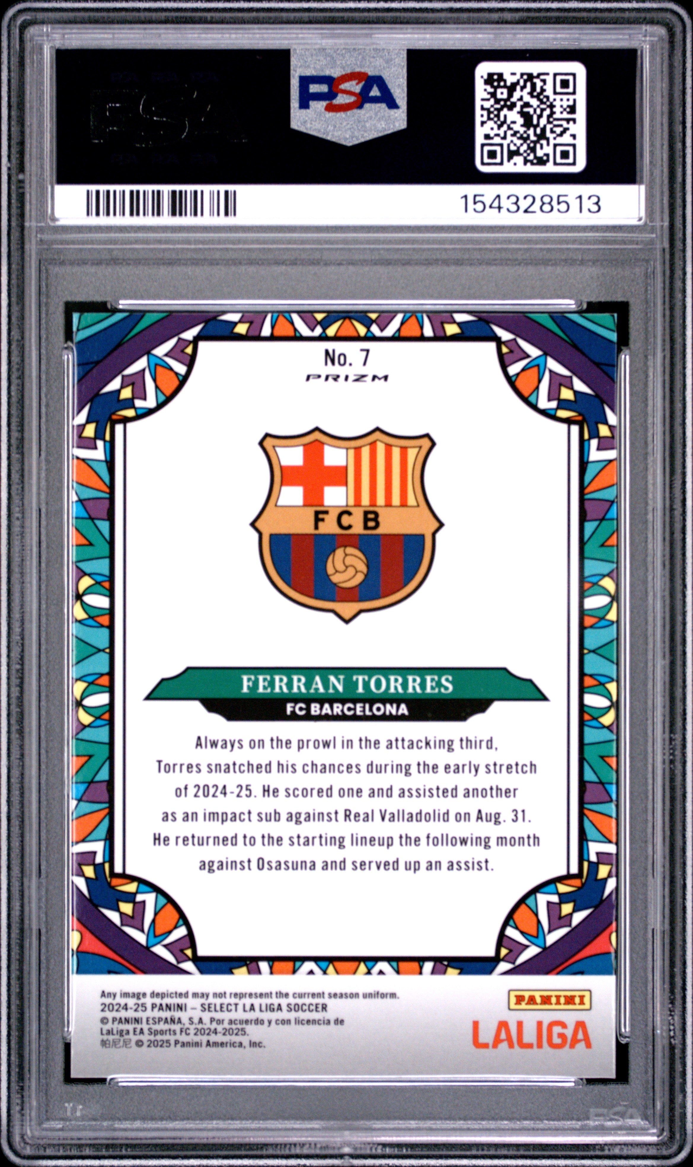 2024-25 Panini Select La Liga #7 Ferran Torres Stained Glass PSA 10