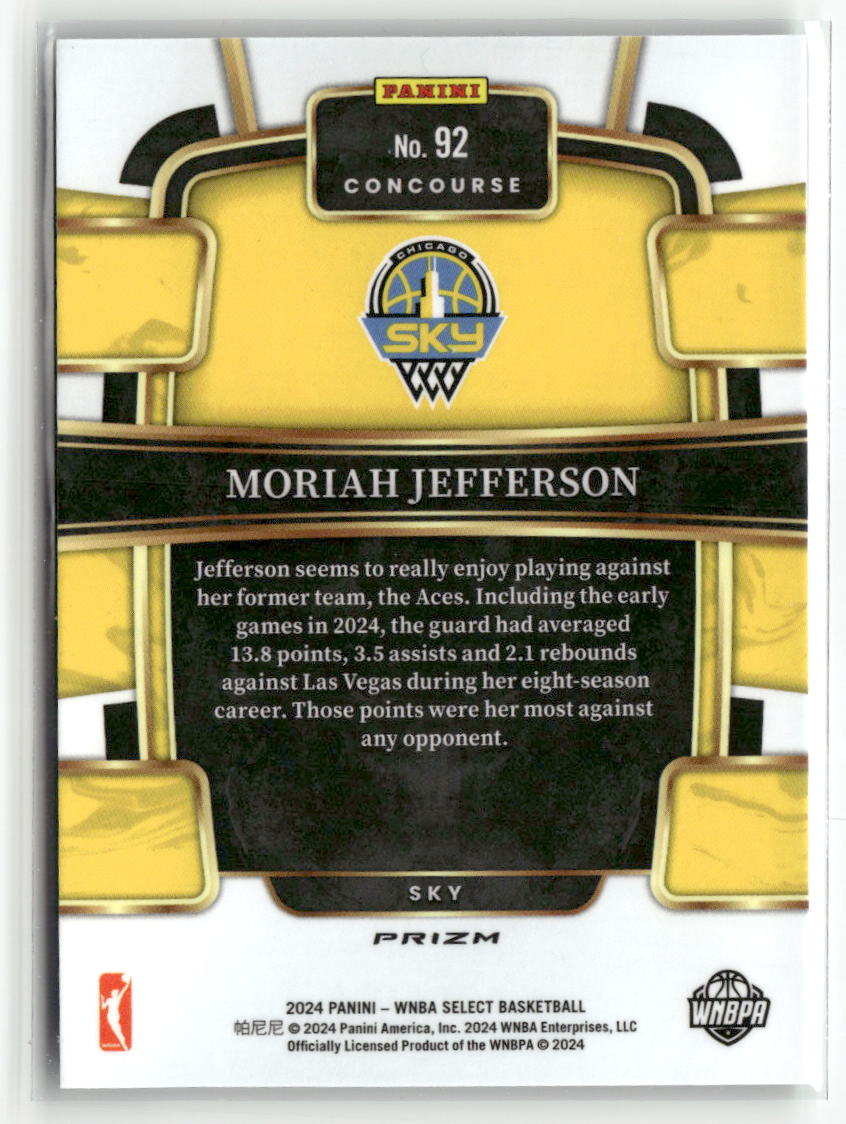 2024 Panini Select WNBA #92 Moriah Jefferson Prizms Green Ice