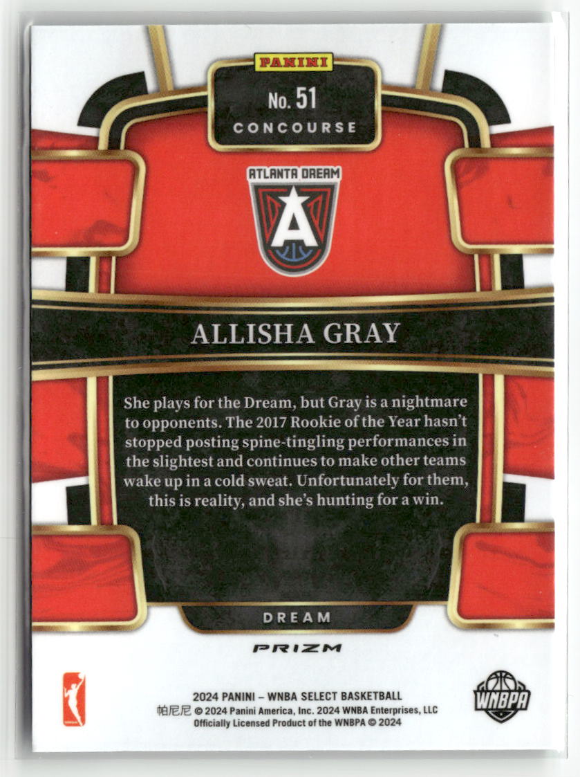 2024 Panini Select WNBA #51 Allisha Gray Prizms Green Ice
