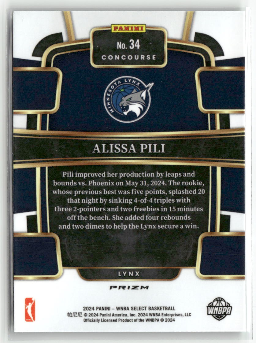 2024 Panini Select WNBA #34 Alissa Pili Prizms Green Ice