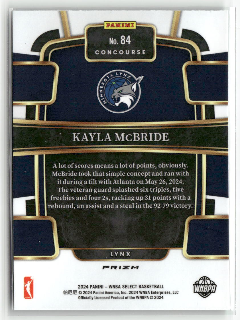 2024 Panini Select WNBA #84 Kayla McBride Prizms Green Ice