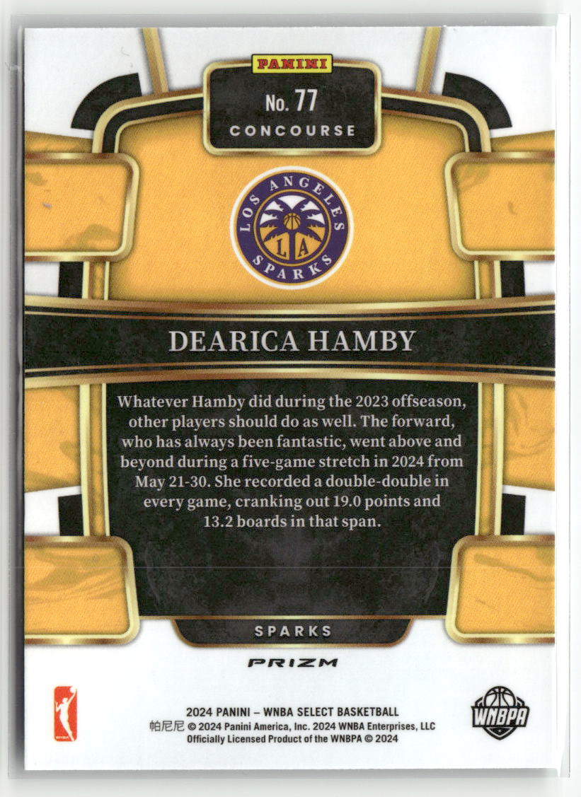 2024 Panini Select WNBA #77 Dearica Hamby Prizms Green Ice