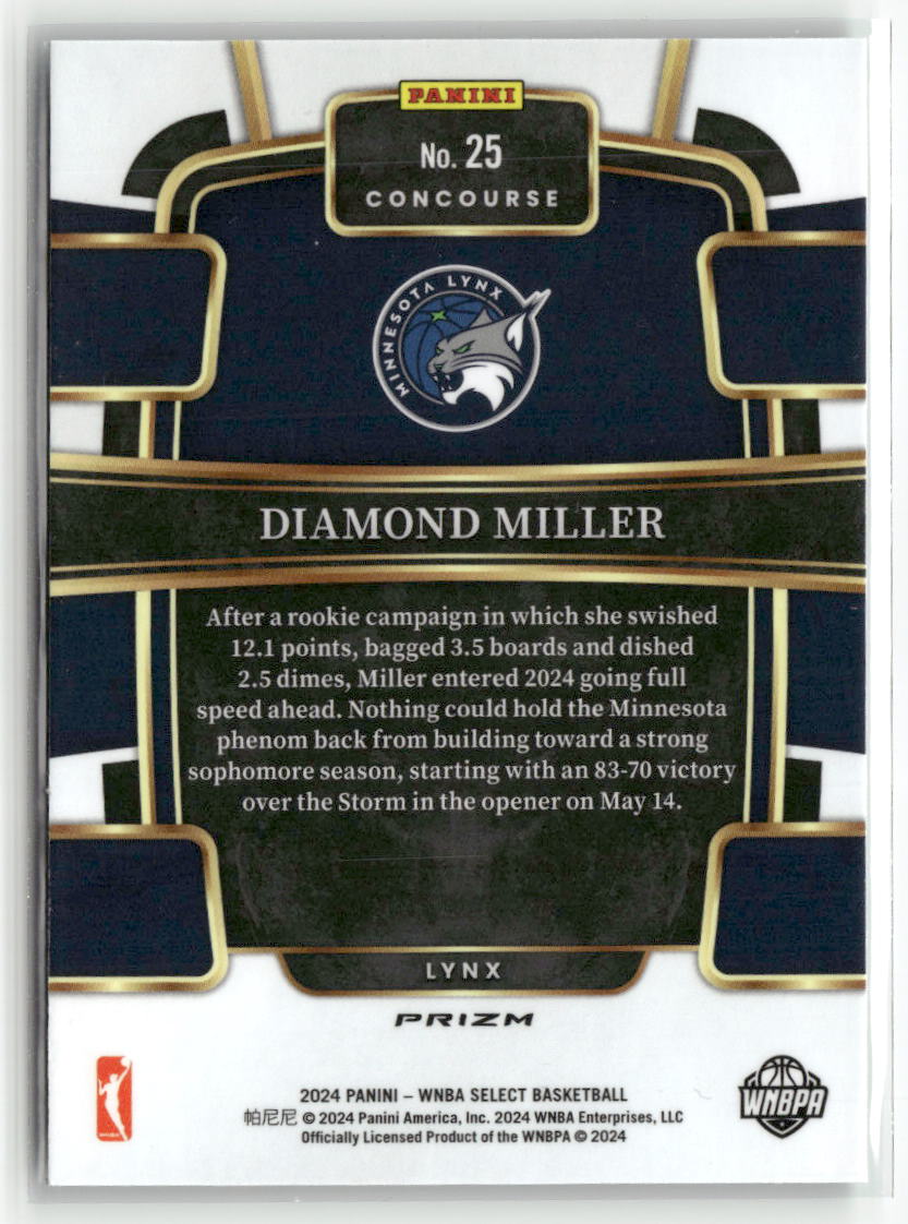 2024 Panini Select WNBA #25 Diamond Miller Prizms Green Ice