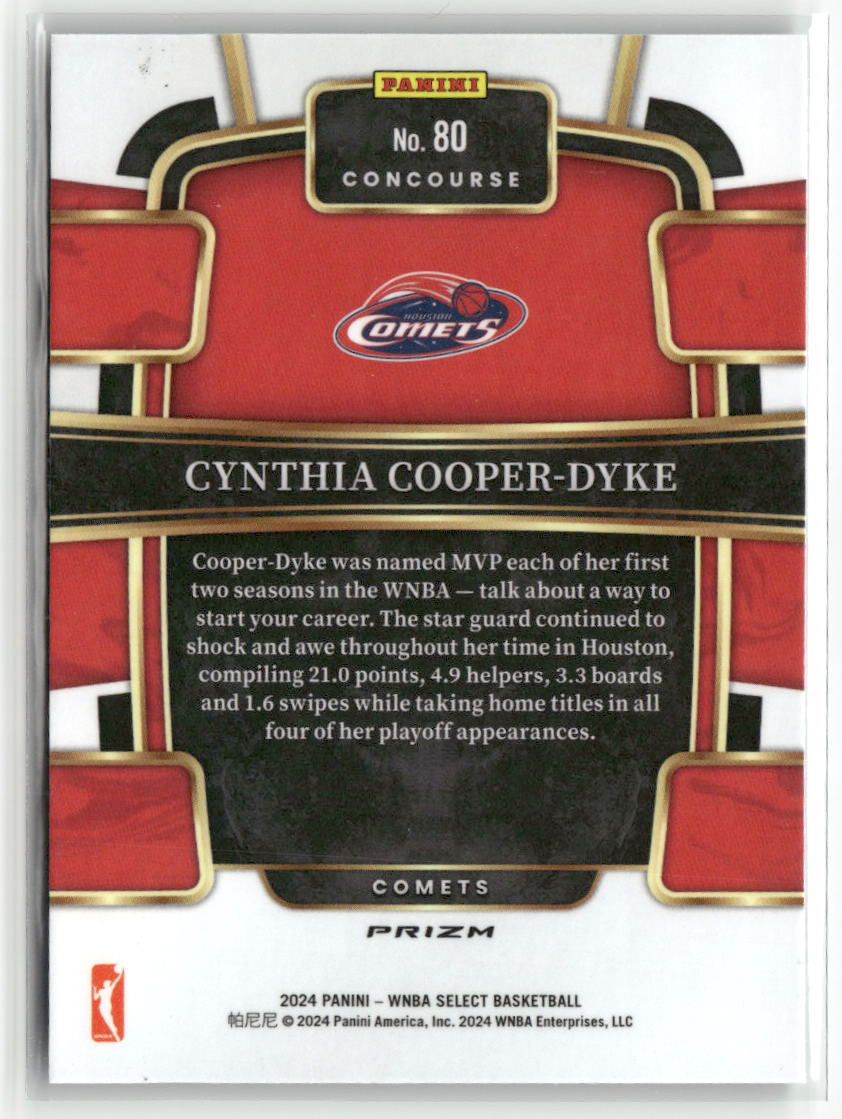 2024 Panini Select WNBA #80 Cynthia Cooper-Dyke Prizms Green Ice