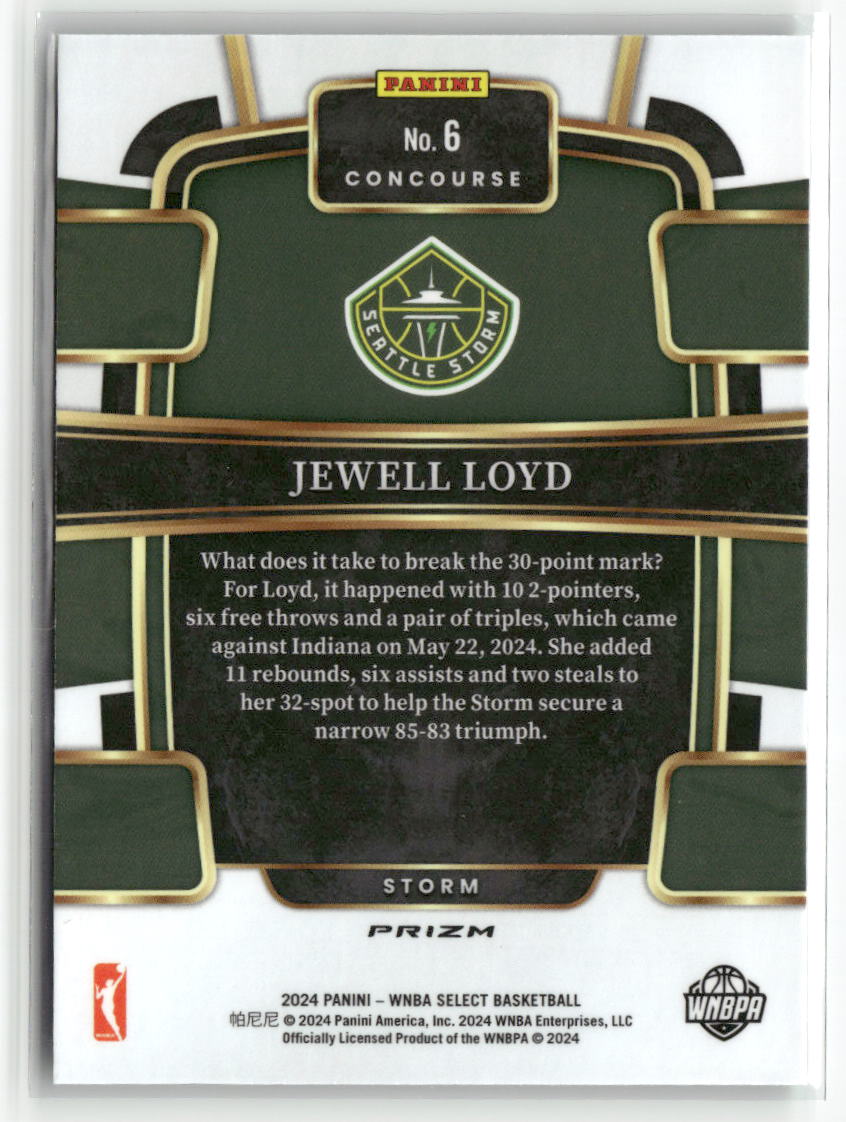 2024 Panini Select WNBA #6 Jewell Loyd Prizms Green Ice