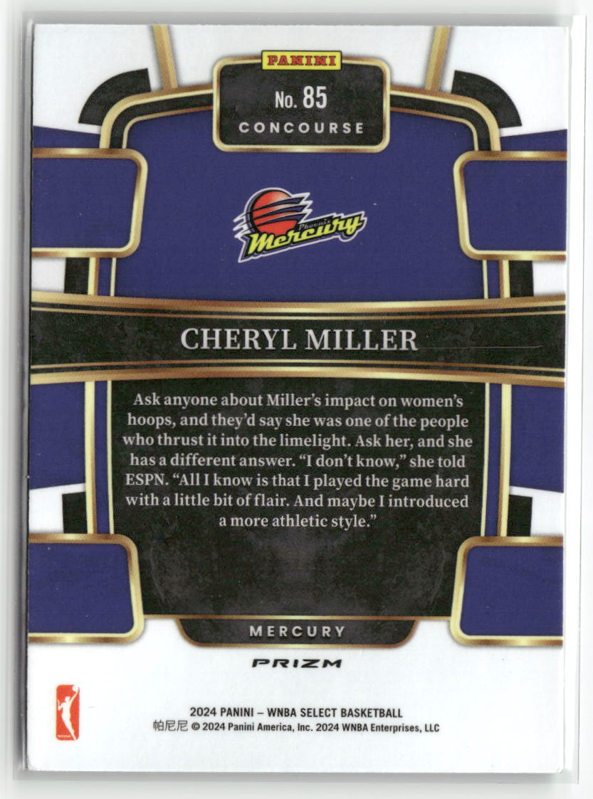 2024 Panini Select WNBA #85 Cheryl Miller Prizms Green Ice