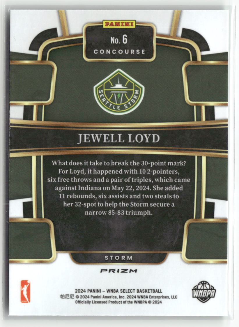 2024 Panini Select WNBA #6 Jewell Loyd Prizms Green Ice
