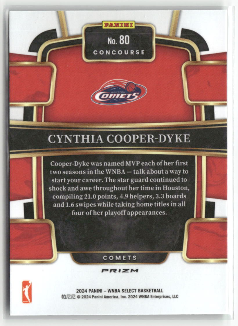 2024 Panini Select WNBA #80 Cynthia Cooper-Dyke Prizms Green Ice