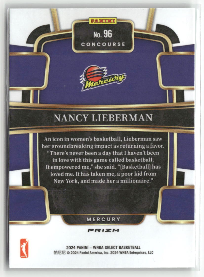 2024 Panini Select WNBA #96 Nancy Lieberman Prizms Green Ice