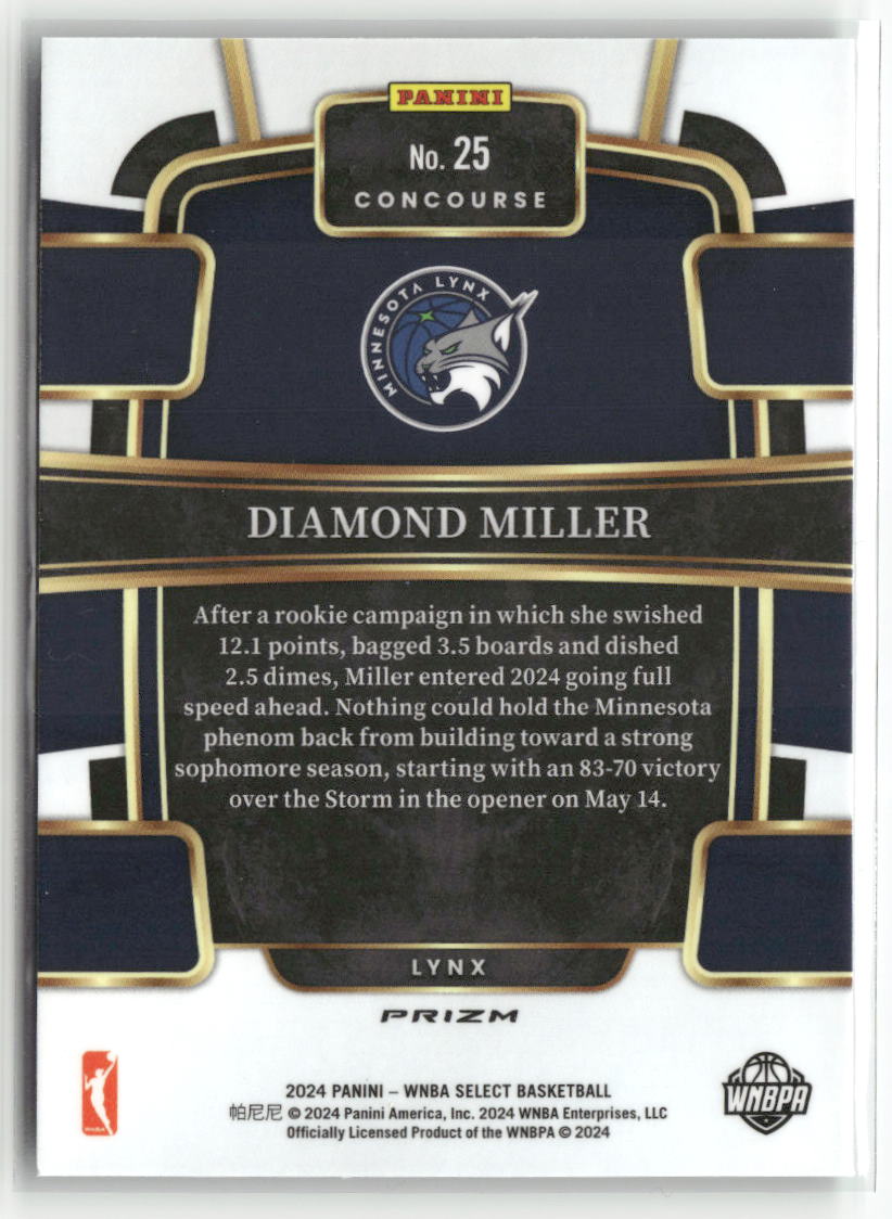 2024 Panini Select WNBA #25 Diamond Miller Prizms Green Ice