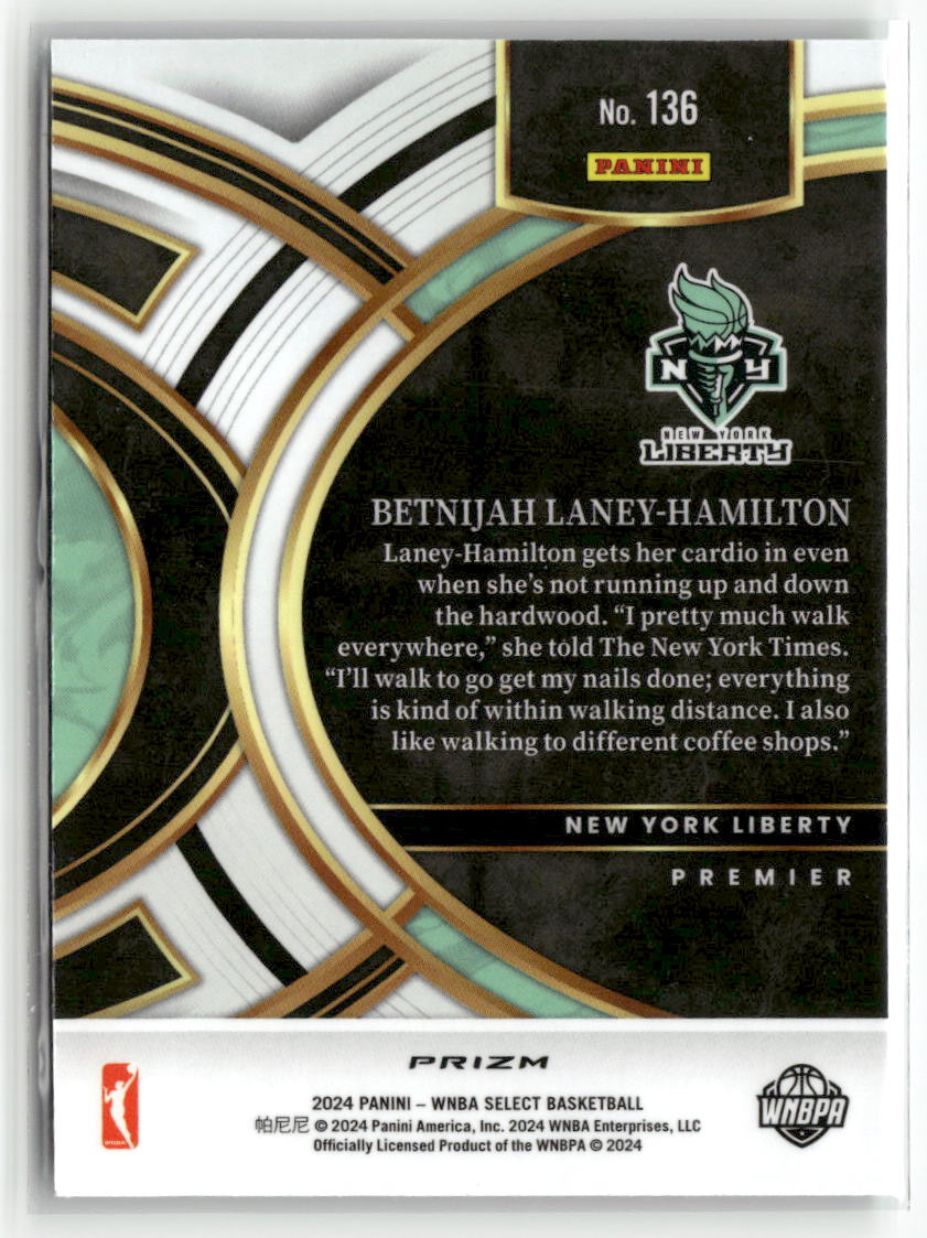 2024 Panini Select WNBA #136 Betnijah Laney-Hamilton Prizms Green Ice