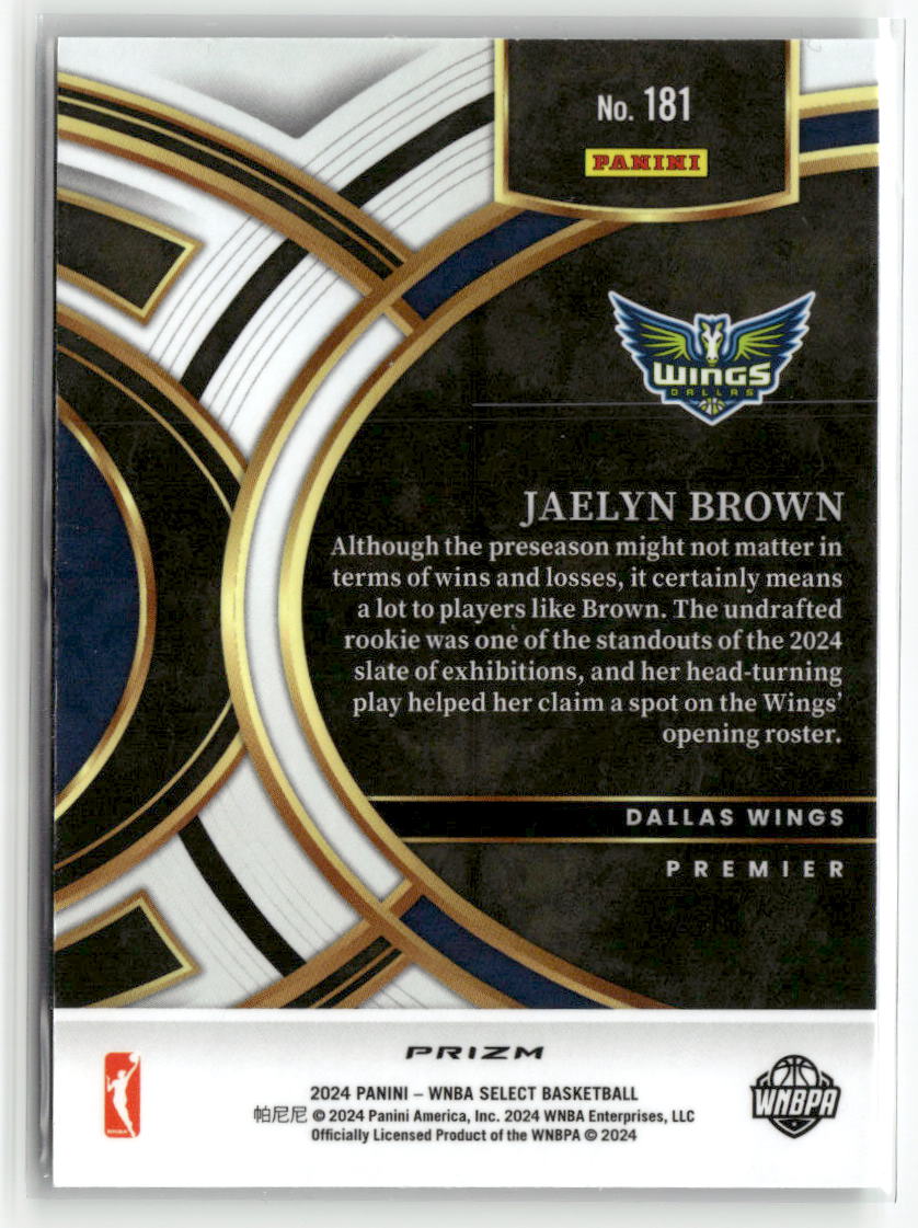 2024 Panini Select WNBA #181 Jaelyn Brown Prizms Green Ice