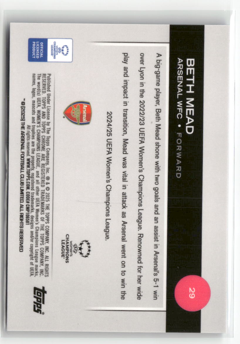 2024-25 Topps Chrome Sapphire UEFA Women's Champions  #29 Beth Mead
