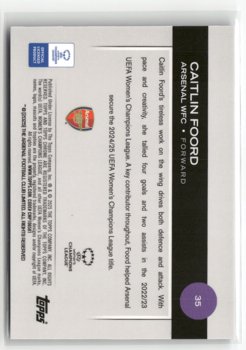 2024-25 Topps Chrome Sapphire UEFA Women's Champions  #35 Caitlin Foord